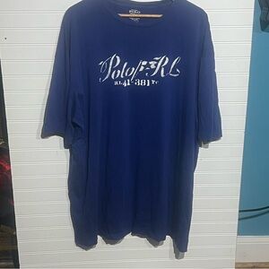 Polo by Ralph Lauren Blue Tee with White Script Logo Size 2XLT